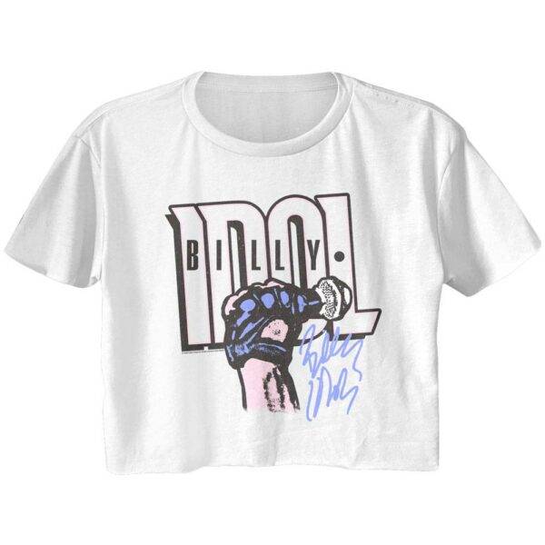 Billy Idol Autograph Fist Women’s Crop T Shirt