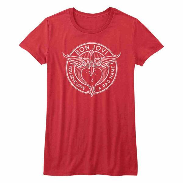 Bon Jovi You Give Love a Bad Name Women's Red T Shirt