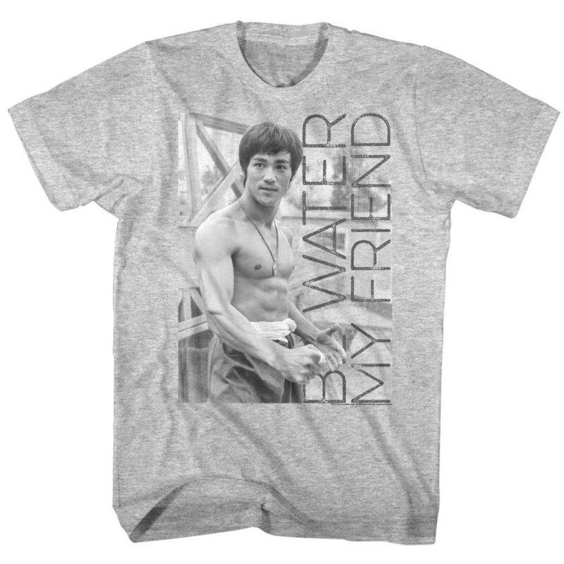 Bruce Lee Be Water My Friend Men’s Gray T Shirt