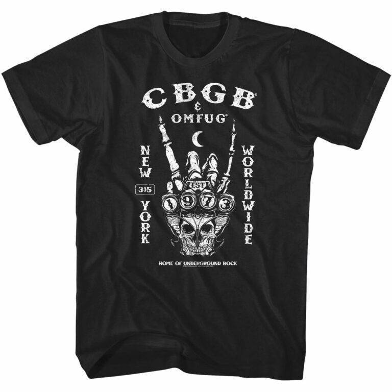 CBGB Skeleton Rock Hand Men’s T Shirt