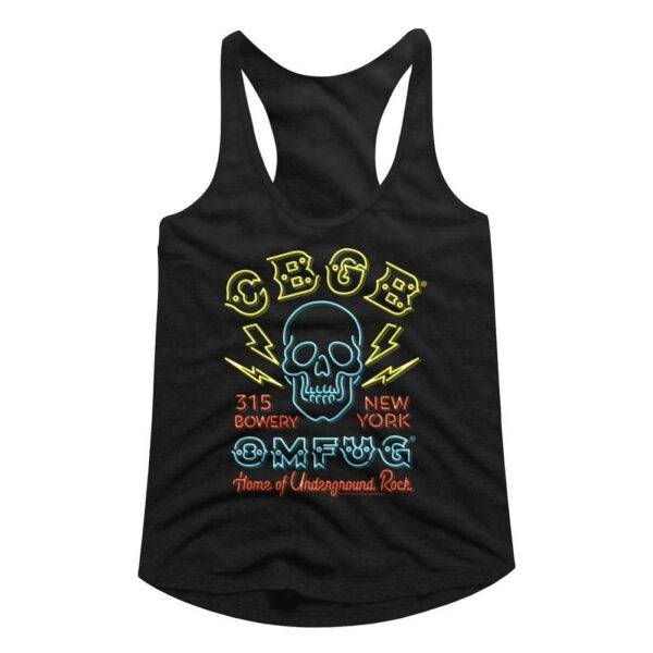 CBGB OMFUG Skull Neon Sign Women’s Tank Top