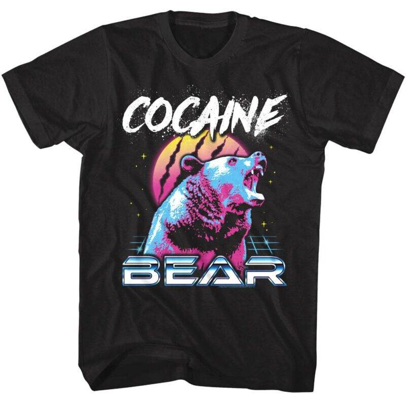 Cocaine Bear Neon Synthwave T-Shirt