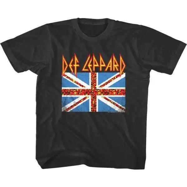 Def Leppard Leopard British Flag Kids Shirt