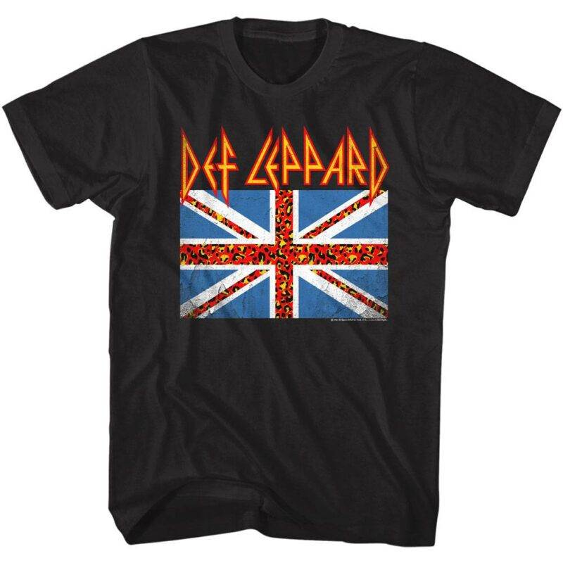 Def Leppard Leopard British Flag T-Shirt