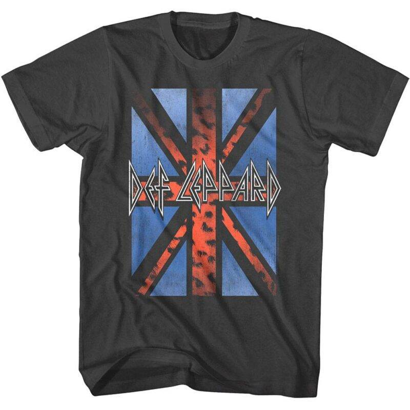 Def Leppard Leopard UK Flag T-Shirt