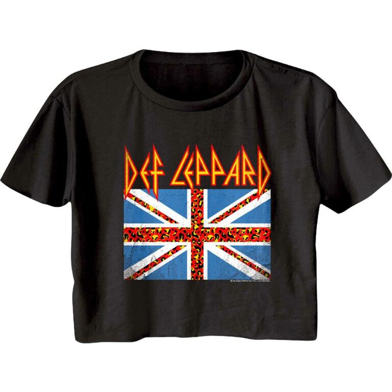 Def Leppard Leopard British Flag Crop Top