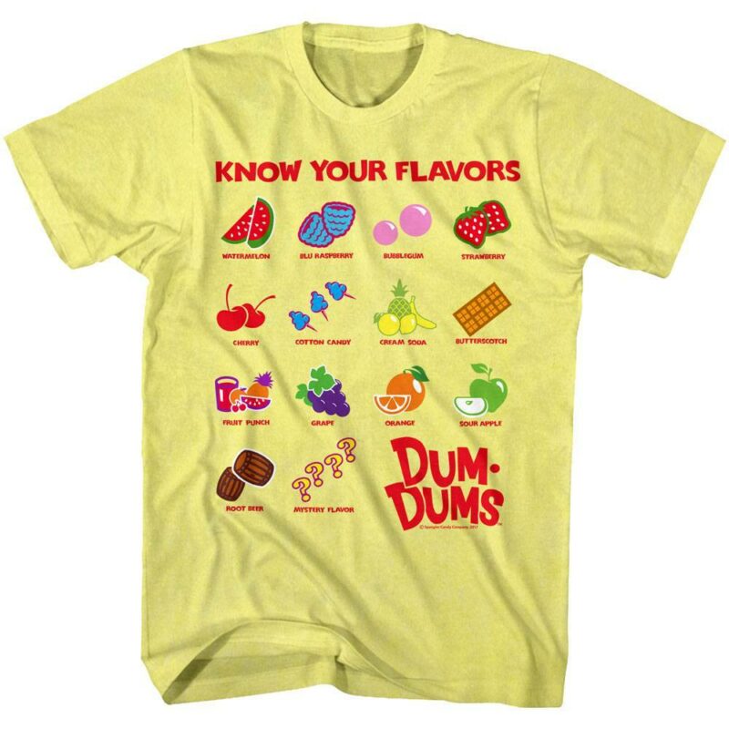 Dum Dums Lollipops Know Your Flavors Men’s T Shirt