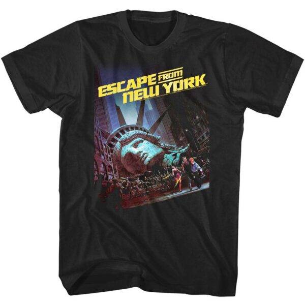 Escape From New York Liberty Poster Black T-Shirt