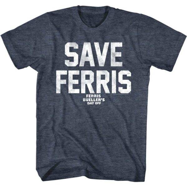 Ferris Bueller’s Day Off SAVE FERRIS Men’s Navy T Shirt