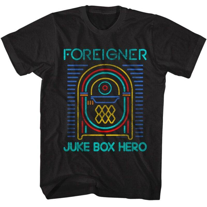 Foreigner Neon Juke Box Hero Men’s T Shirt