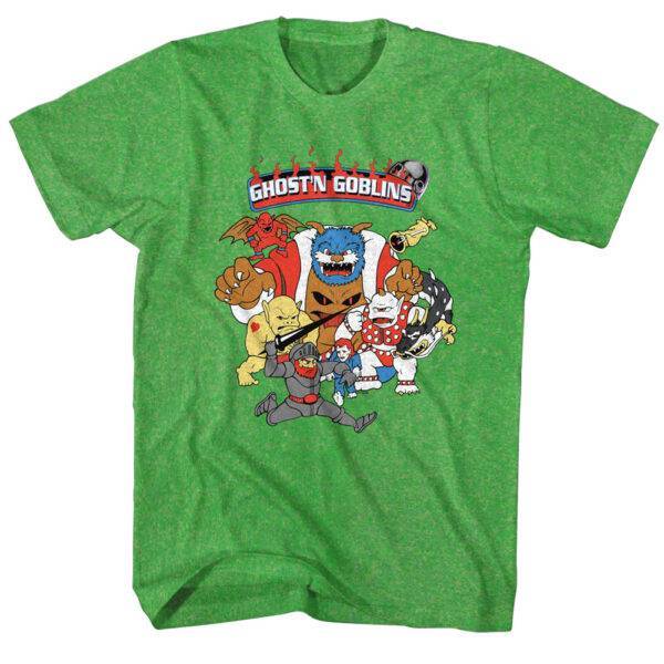 Ghosts-N-Goblins-Mens-Tshirt-Game-Cover-Green-Heather-GNG501