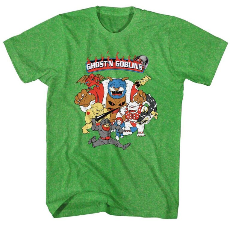 Ghosts-N-Goblins-Mens-Tshirt-Game-Cover-Green-Heather-GNG501