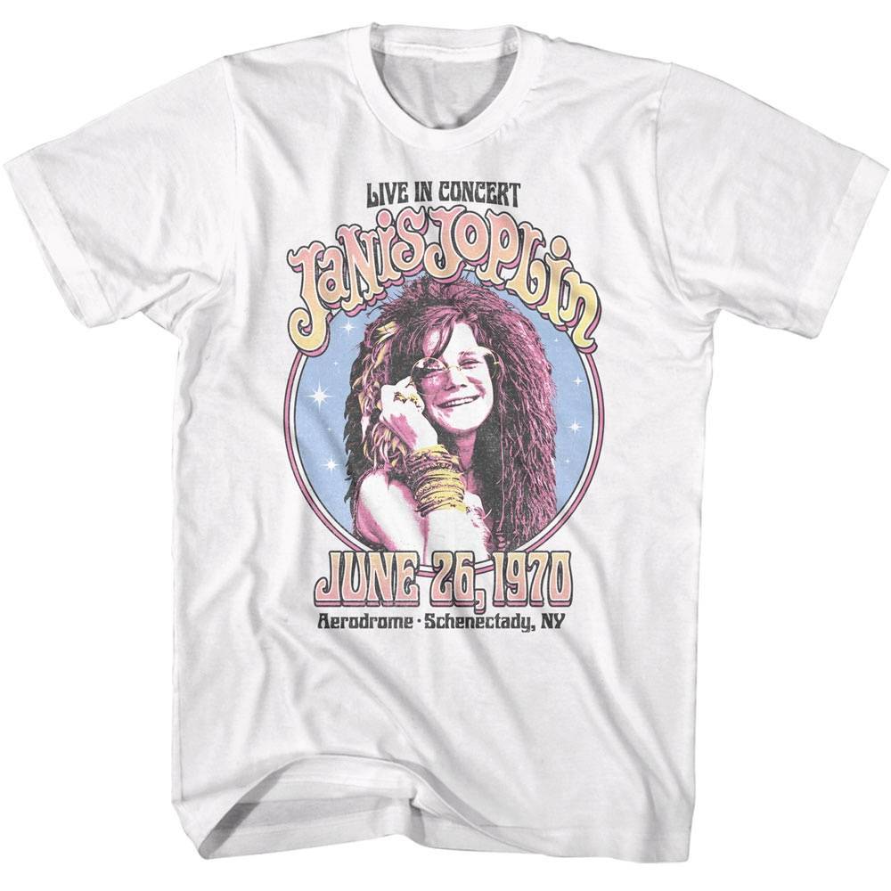 Janis Joplin Aerodrome Schenectady T-Shirt, Graphic Music Tees