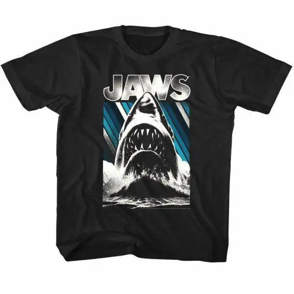 Jaws Retro Stripes Shark Kids T Shirt