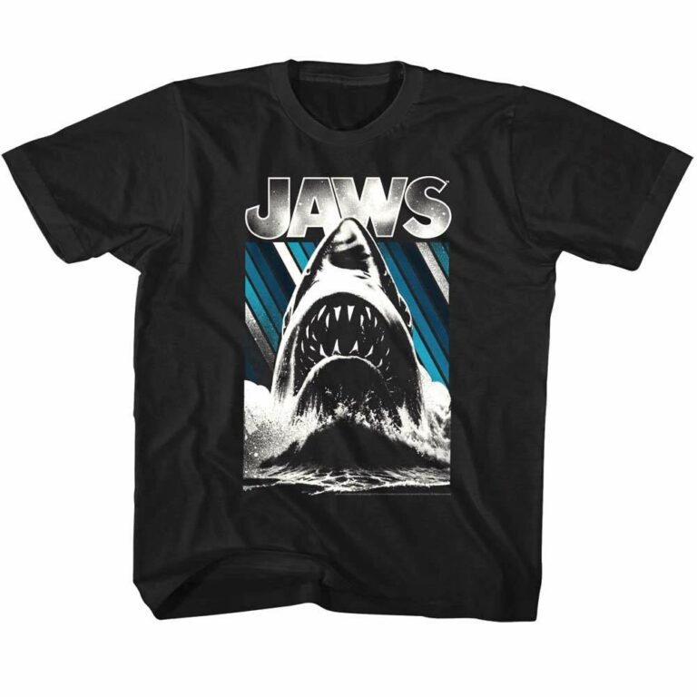 Jaws Retro Stripes Shark Kids T Shirt