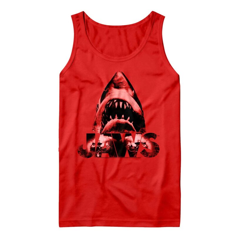 Jaws Angry Shark Men’s Red Tank Top