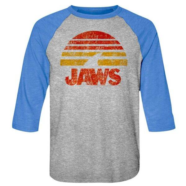 Jaws Shark Fin Sunset Men’s Raglan Shirt