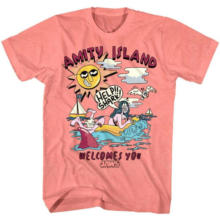 Jaws Amity Island Cartoon T-Shirt