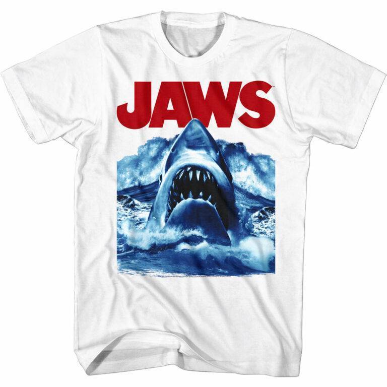 Jaws Shark Breaking Waves T-Shirt