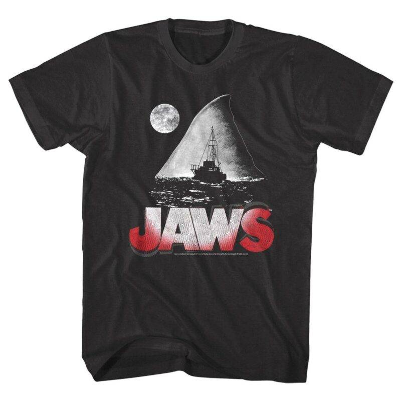 Jaws Shark Fin Island at Night Men’s T Shirt