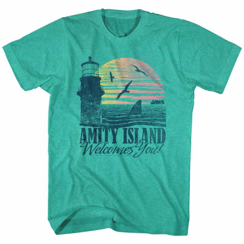 Jaws Vintage Amity Island Welcome Postcard T-Shirt
