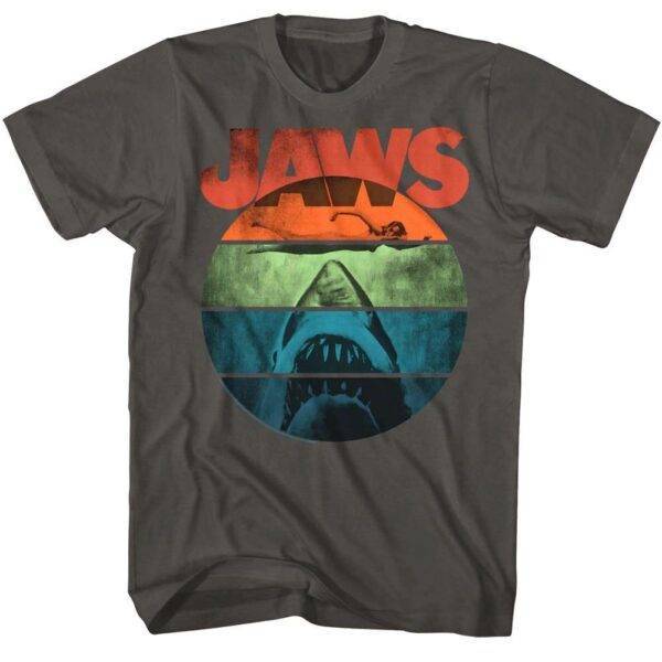 Jaws Retro Rainbow Sun Men’s T Shirt