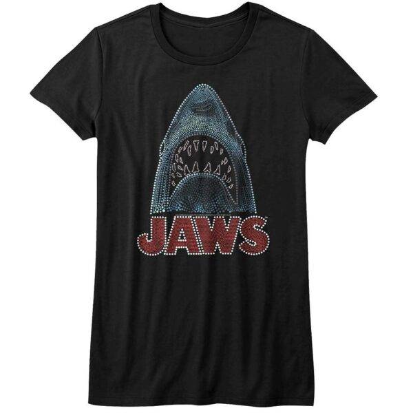 Jaws Bedazzled Look Shark Women’s T Shirt