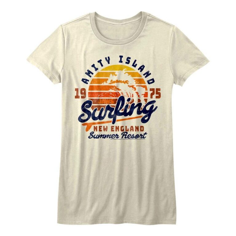 Jaws Amity Island Surfing Sunset Women’s T Shirt