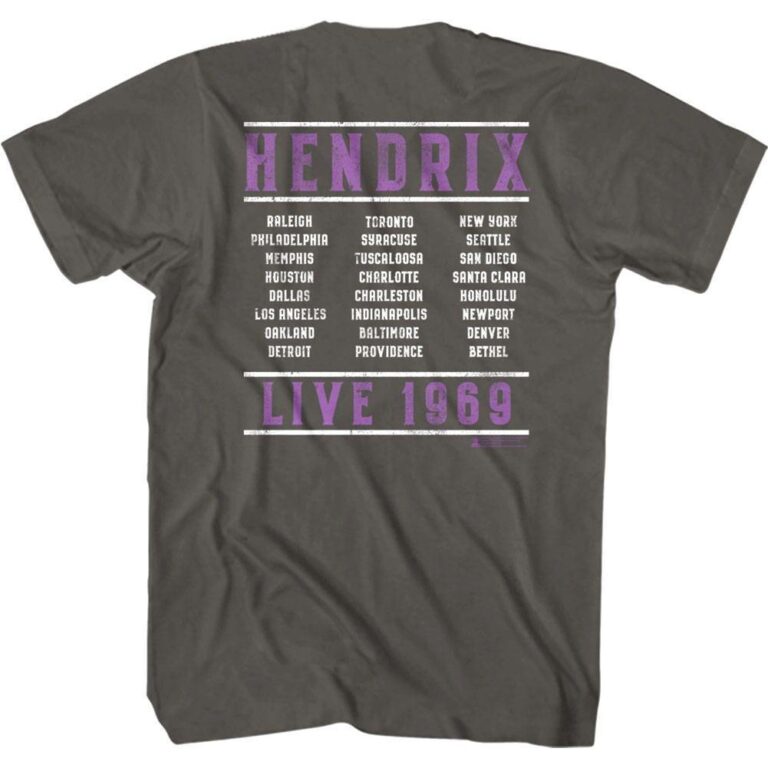 Jimi Hendrix Live Concert Tour 1969 Men's T Shirt - Image 4
