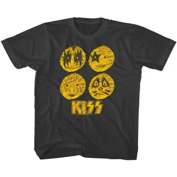 Kiss Band Faces Sketch Kids T Shirt