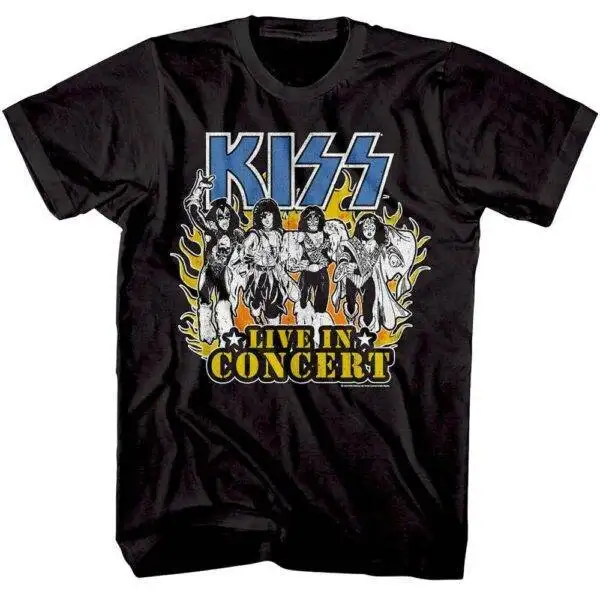 Kiss Live in Flames Men’s T Shirt