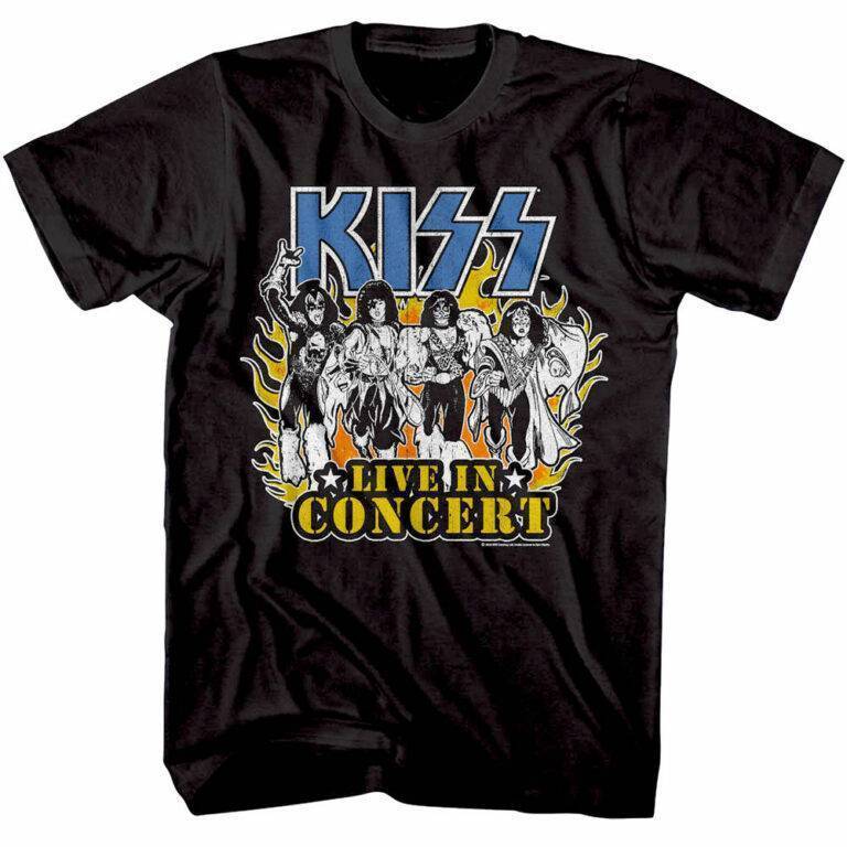 Kiss Live in Flames Men’s T Shirt