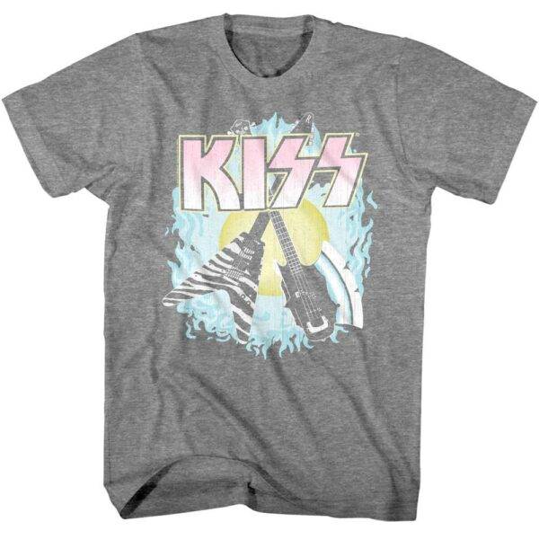 Kiss Glam Rock Guitars Pastel Axes Men’s T Shirt