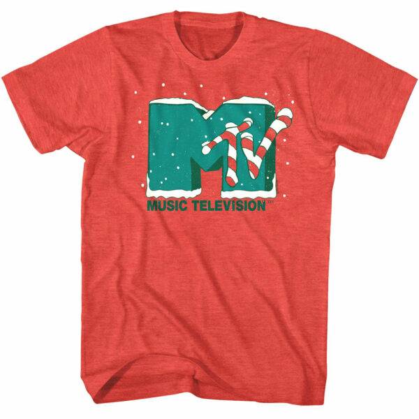 MTV Xmas Candy Cane Logo Men’s T Shirt