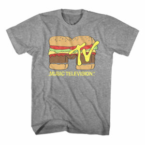 MTV Hamburger Logo Men's T Shirt Graphite Gray Heather