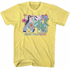 MTV Retro Cartoon Men's T Shirt Yellow Heather