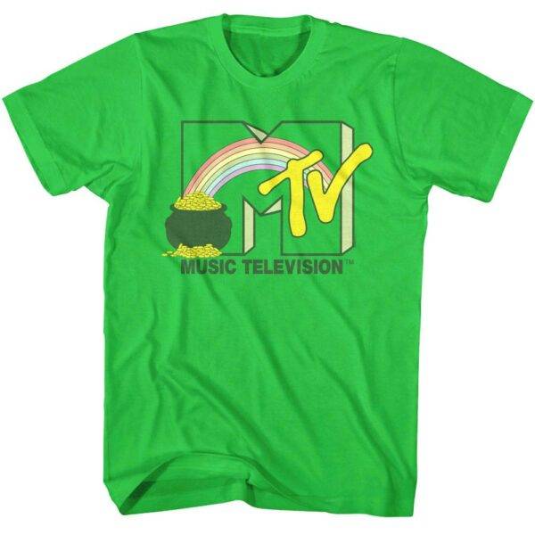 MTV Lucky Rainbow Pot of Gold Logo Men’s T Shirt