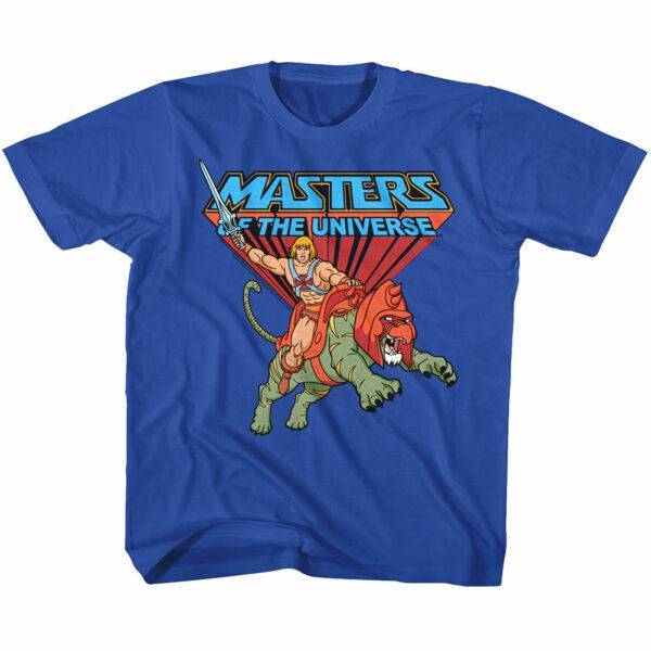 He-Man Riding on Battle Cat Kids T Shirt