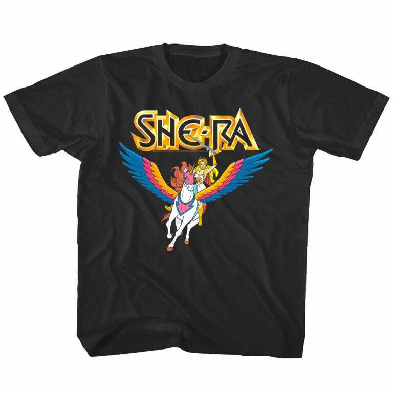 She-Ra Riding Swiftwind Unicorn Kids T Shirt