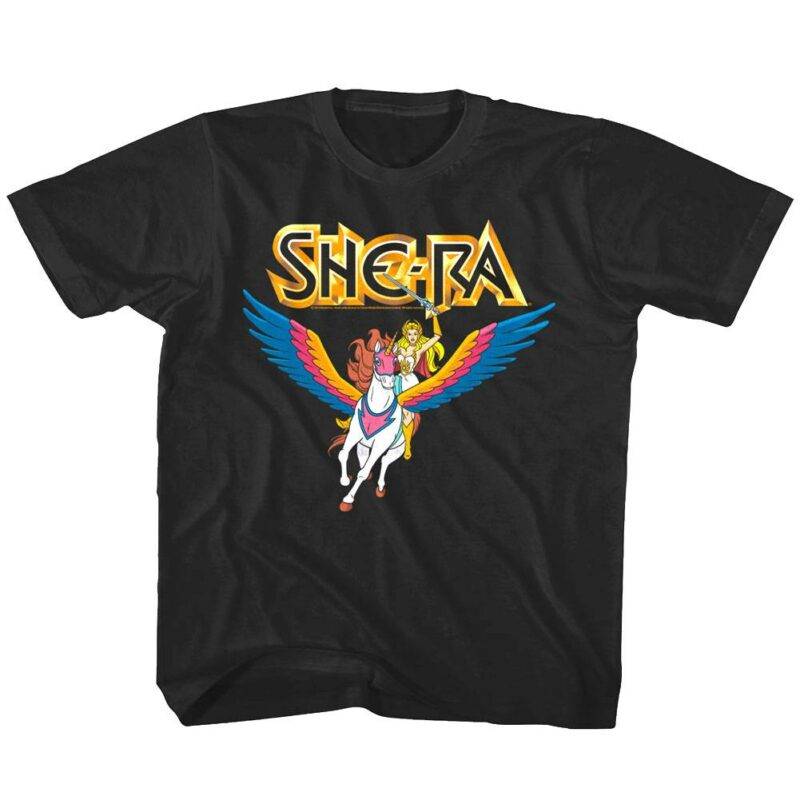 She-Ra Riding Swiftwind Unicorn Kids T Shirt