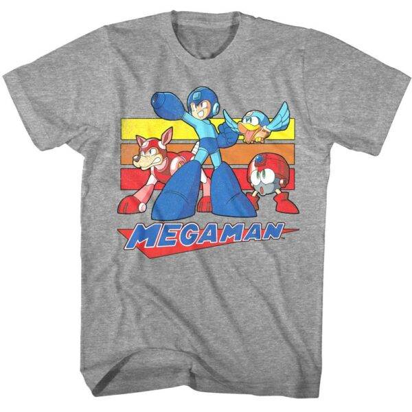 Megaman Retro Stripes Mens T Shirt