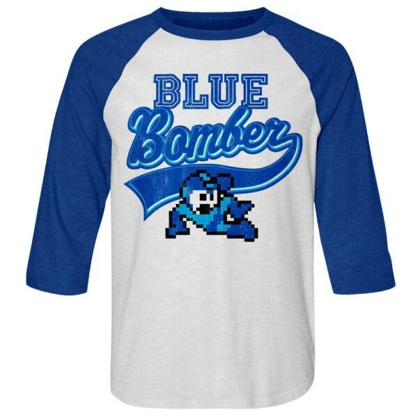 Megaman Retro Blue Bomber Raglan Shirt