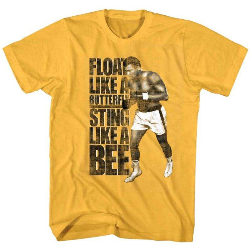 Muhammad Ali Float Like A Butterfly Men’s Gold T Shirt