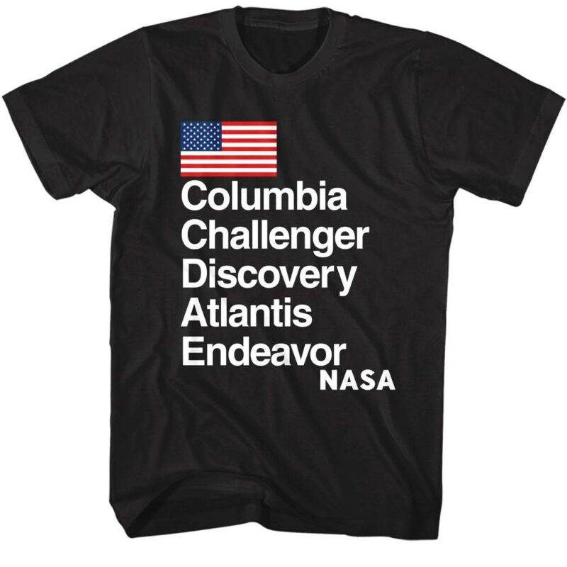 NASA Shuttle Names Men’s T Shirt