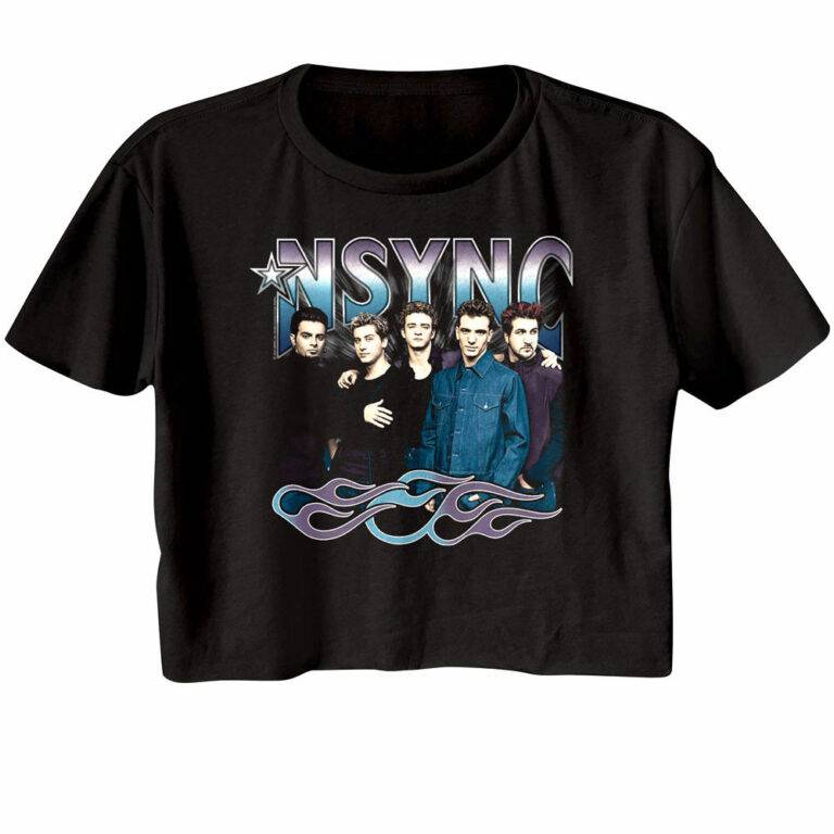 NSYNC Greatest Hits Purple Flames Crop Top