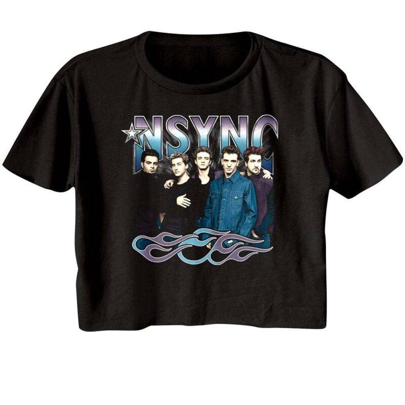 NSYNC Greatest Hits Purple Flames Crop Top