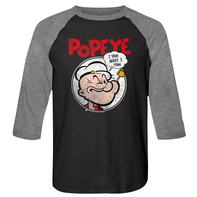 Popeye the Sailorman Yam What I Yam Men’s Raglan Shirt