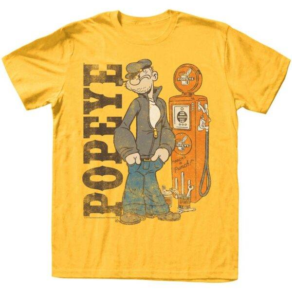 Popeye Vintage Gas Pump Mens T Shirt