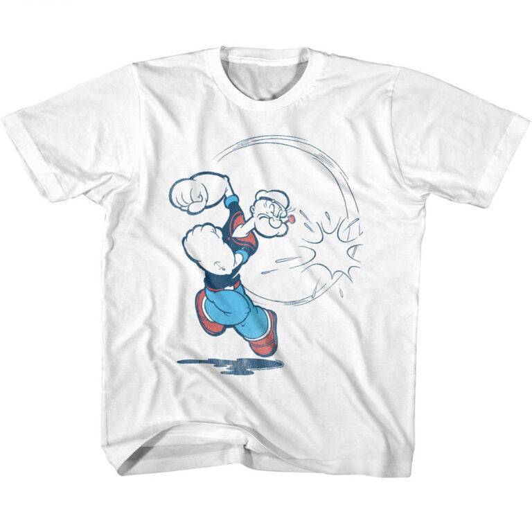 Popeye Left Hook Punch Kids T Shirt