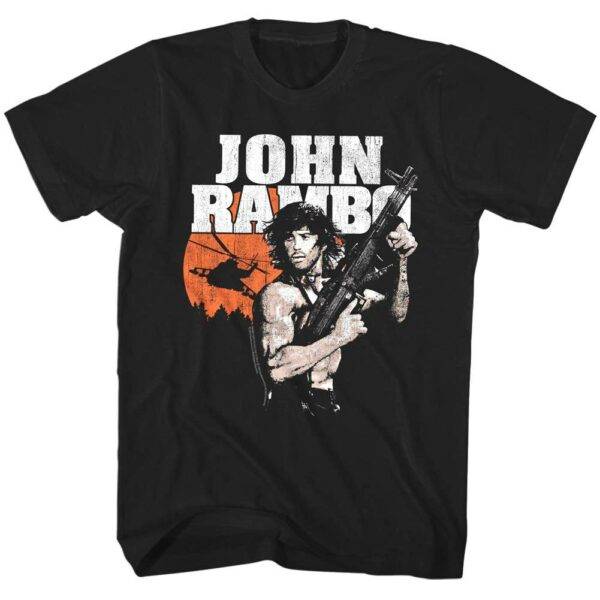 John Rambo Helicopter Sunset Men’s T Shirt